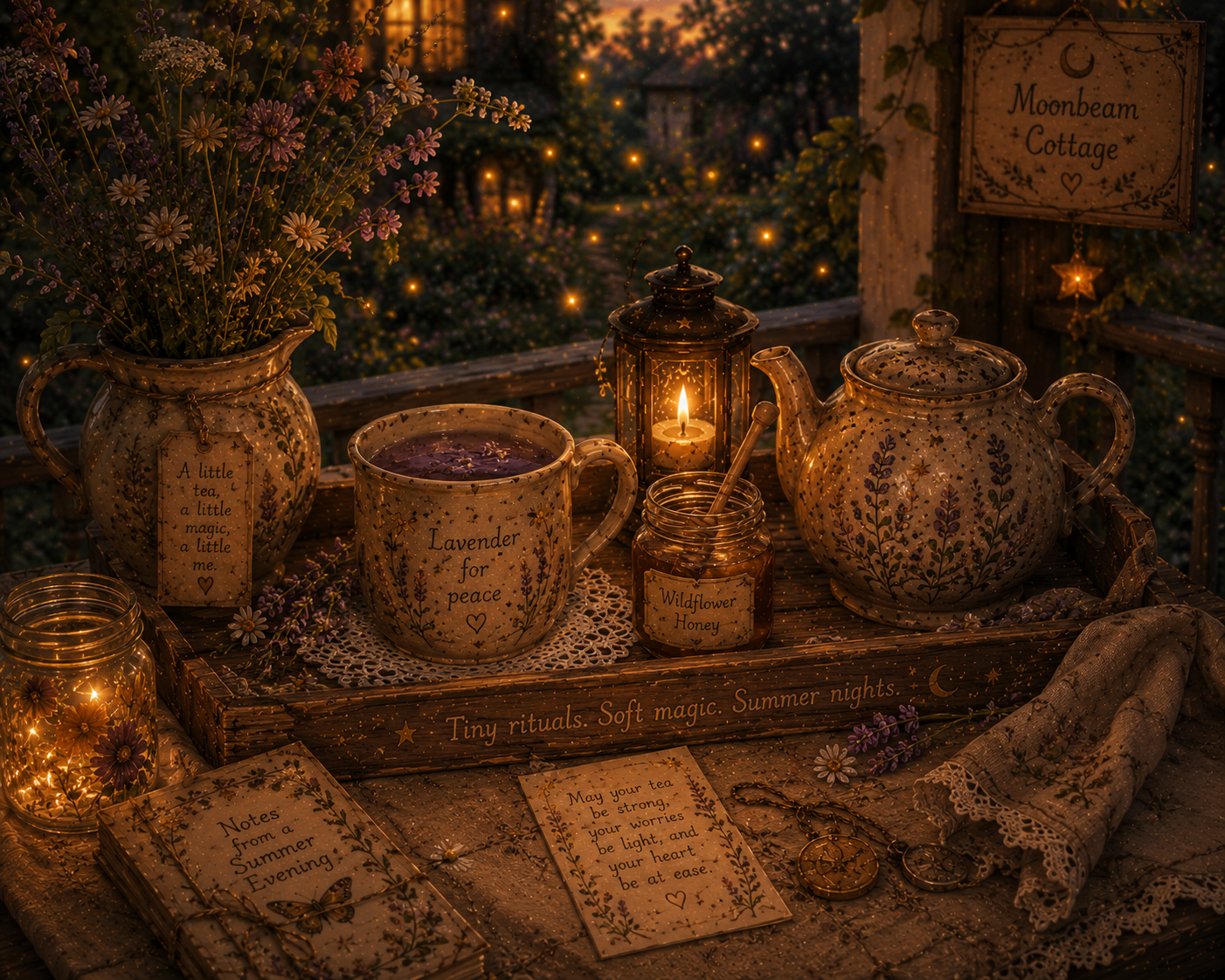 tea tray with gathered supplies to have porch tea