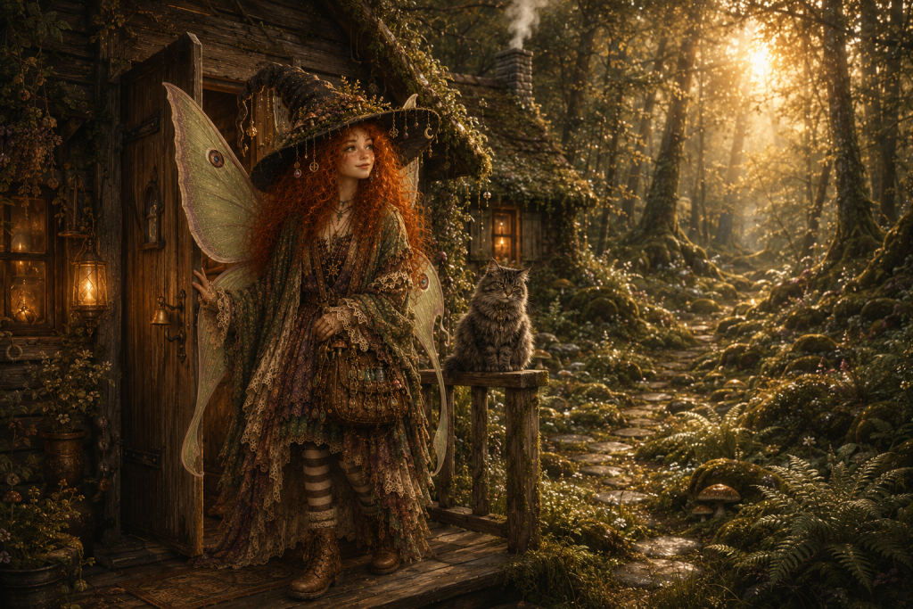 MAeve and smokey stepping out into the woods after the rain